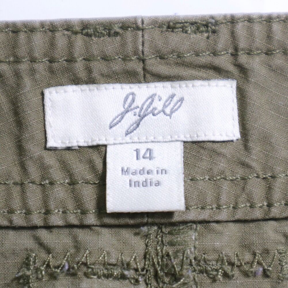 J Jill Size 14 Utility Pencil Skirt Cotton Cargo Pocket Khaki Green - Picture 8 of 9